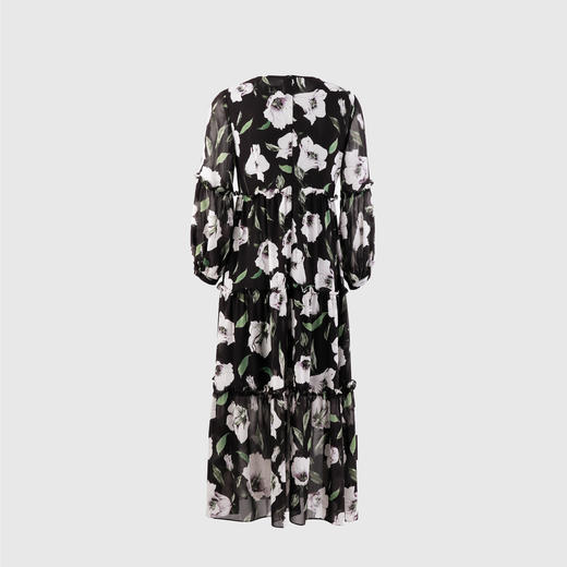 系带领长款灯笼袖连衣裙 商品图3