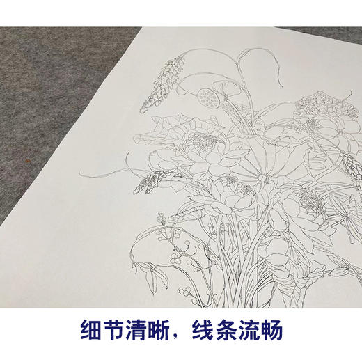 【大彩图】郎世宁工笔画白描底稿《聚瑞图》花瓶临摹勾线高清打印稿LS09 商品图4