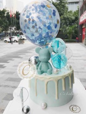 琉璃棒棒糖 巧克力小熊 (蓝色系)  忌廉蛋糕（默认自提，收费配送请联系客服）