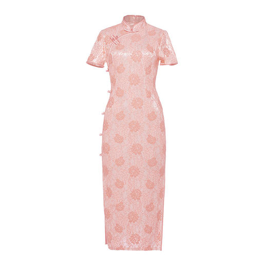 淡雅清新少女款，改良修身单层宴会演出日常复合连衣裙蕾丝旗袍MLS-6182 商品图4