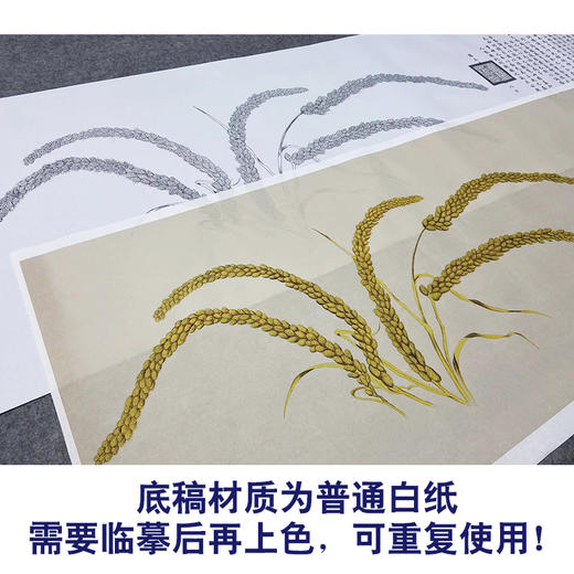 【大彩图】郎世宁横幅工笔画白描底稿《瑞谷图》临摹勾线高清打印稿LS17 商品图3