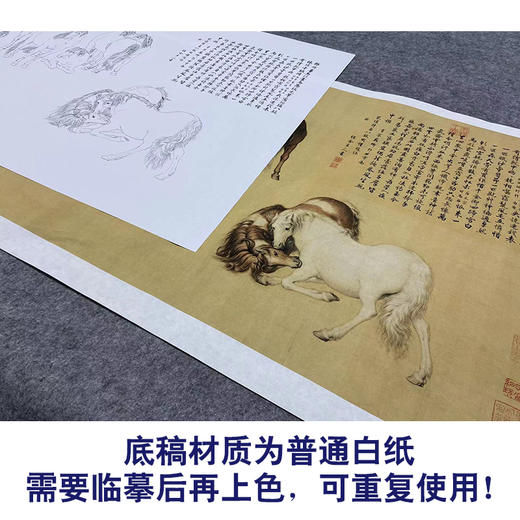 【大彩图】郎世宁横幅工笔画白描底稿《八骏图神品》骏马临摹勾线高清打印稿LS12 商品图3