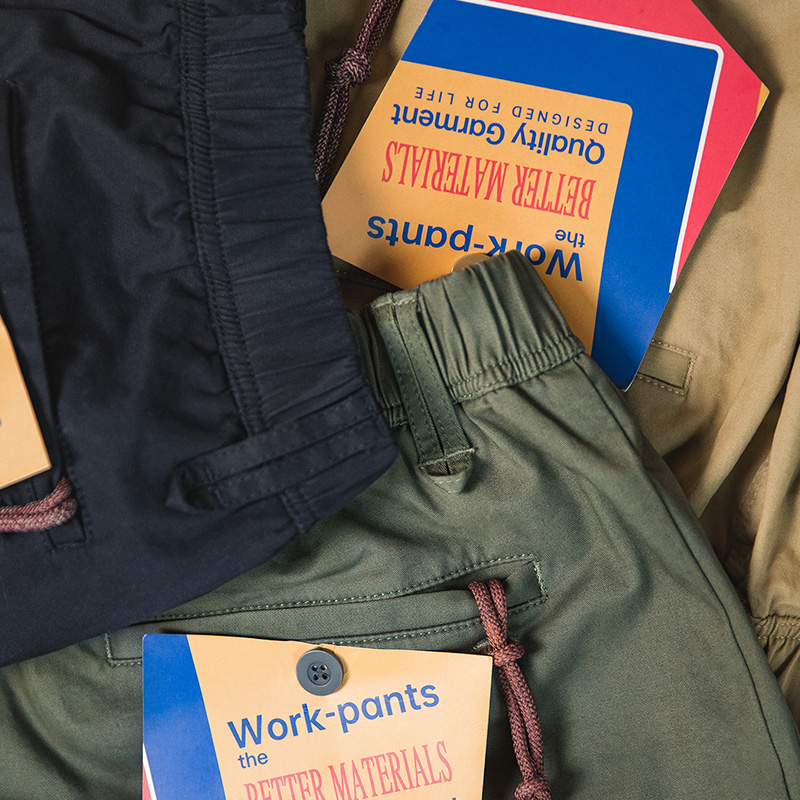 工装优选 日系复古Easypants宽松休闲裤春秋军绿松紧束脚长裤子男