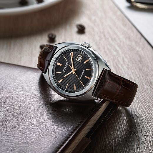 西铁城防水经典简约商务小牛皮机械手表男NJ0100-03H 商品图7