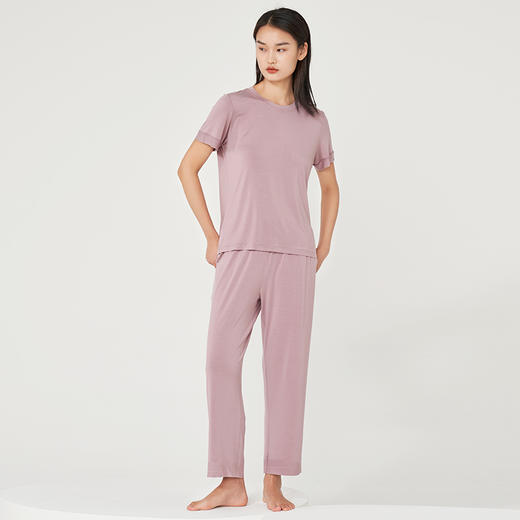 【鸥都】男女蚕丝圆领家居套服 商品图3