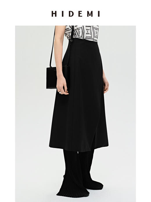 HIDEMI 显瘦不对称简约设计感开衩半身裙 商品图3