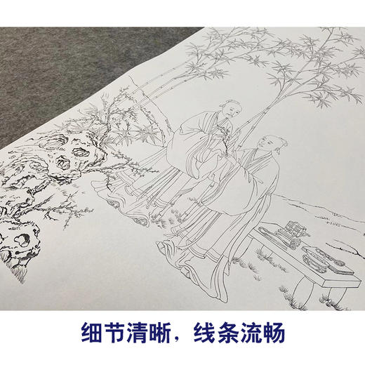 郎世宁竖幅工笔传统人物白描底稿竹子平安春信图多种白描尺寸可选ls11