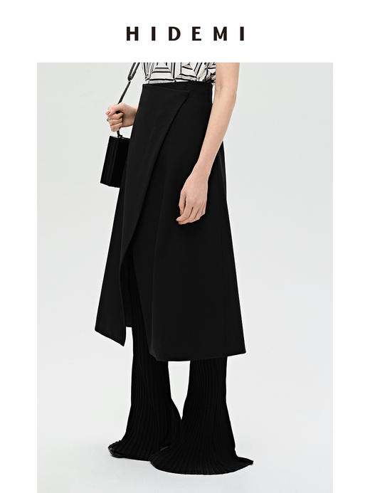 HIDEMI 显瘦不对称简约设计感开衩半身裙 商品图2
