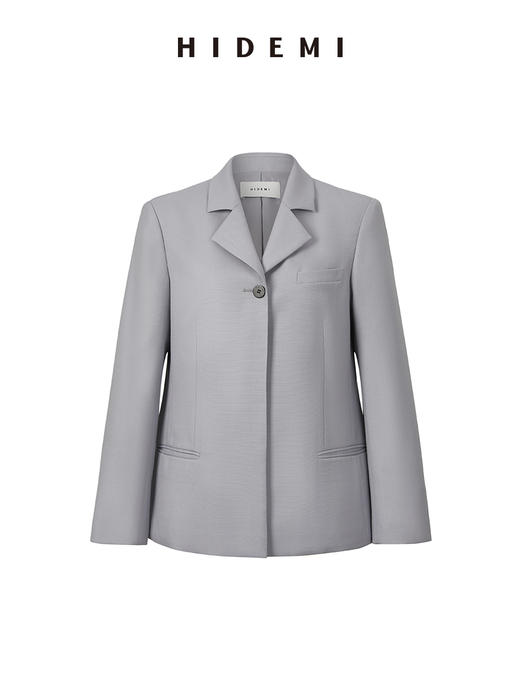 HIDEMI 雾紫色精纺肌理感羊毛一粒扣西装 商品图7