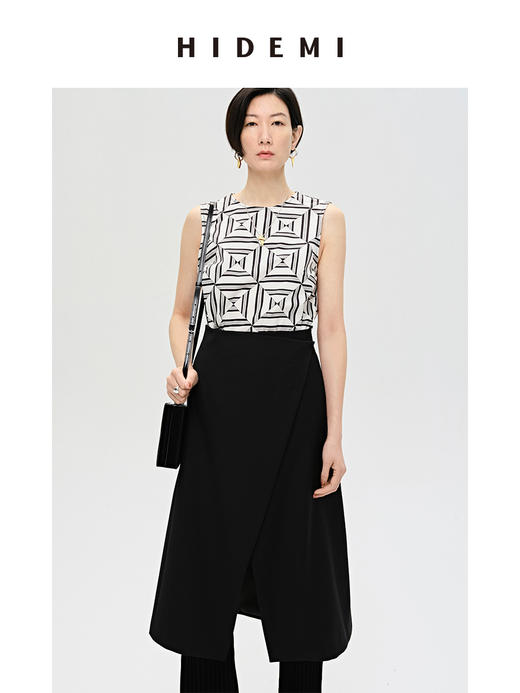 HIDEMI 显瘦不对称简约设计感开衩半身裙 商品图4