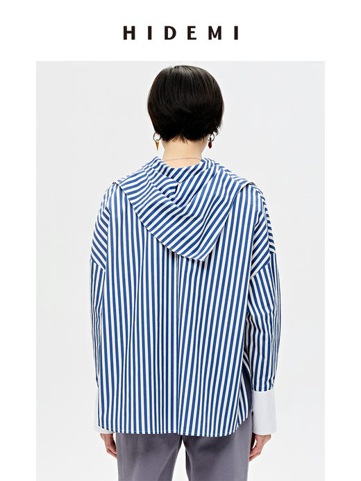 HIDEMI 围巾设计感多穿式条纹衬衫 商品图1