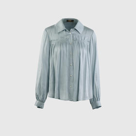 长袖木耳边印花减龄衬衣