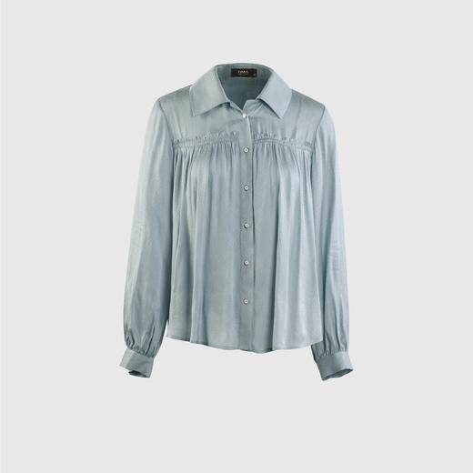 长袖木耳边印花减龄衬衣 商品图0