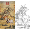 【大彩图】郎世宁工笔画白描底稿《神骏图》骏马临摹勾线高清打印稿LS14 商品缩略图0