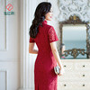 逸红颜 紫萱礼服裙2022年春秋新款连衣裙改良红色旗袍裙优雅端庄 商品缩略图3