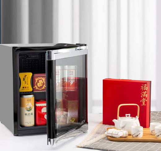 HCK哈士奇 SC-46BBA 冰吧家用客厅办公室小型茶叶冷藏柜透明冰箱 商品图0