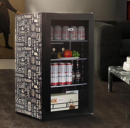 HCK哈士奇 SC-98B 冰吧家用客厅办公室小型茶叶冷藏柜透明冰箱 商品图1