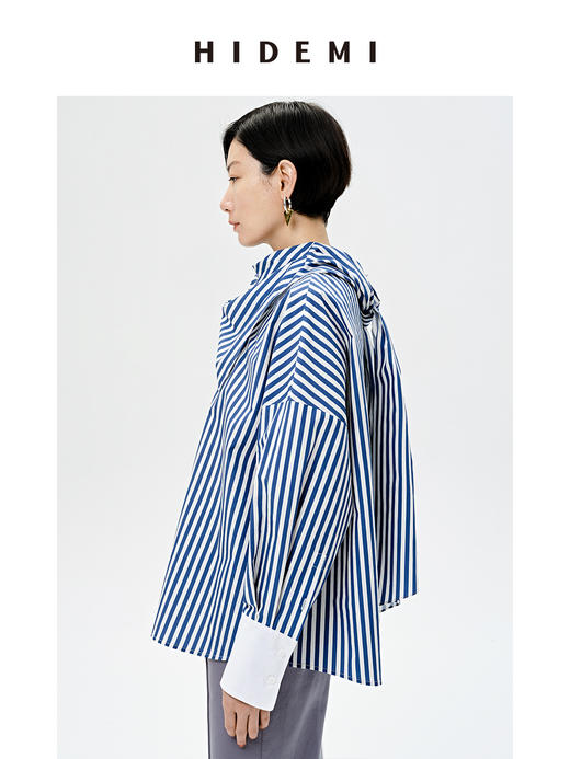 HIDEMI 围巾设计感多穿式条纹衬衫 商品图4