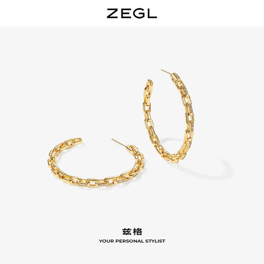 ZEGL时尚耳环耳圈冷淡风女气质韩国轻奢耳钉2021新款简约个性耳饰 商品图1