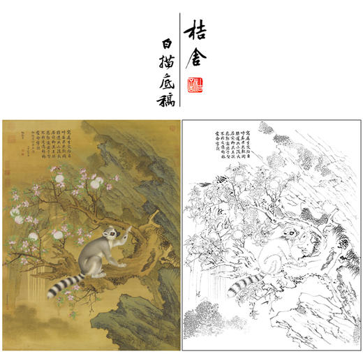 【大彩图】郎世宁工笔画白描底稿《交趾果然图》临摹勾线高清打印稿LS03 商品图0