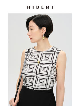HIDEMI 经典几何印花圆领背心