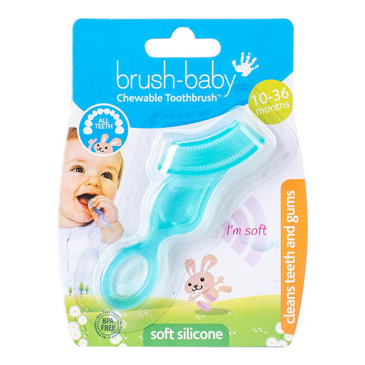 brush-baby百刷宝贝英国进口软咀嚼牙刷10-36月婴幼儿硅胶牙胶2岁 商品图2