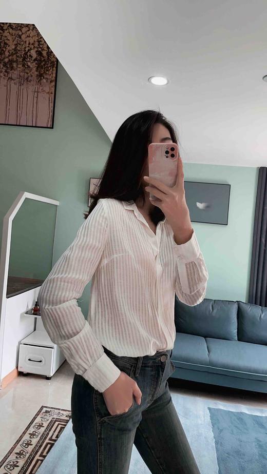 3925 “潇洒小姐”的高级丝麻白衬衫 蕴含低调的光泽感 简约却不简单（四季可穿）颈袖添香 商品图2