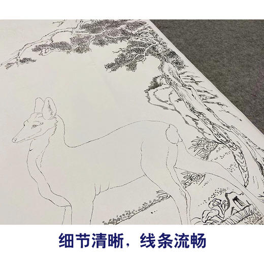 【大彩图】郎世宁工笔画白描底稿《瑞麅图》临摹勾线高清打印稿LS04 商品图4
