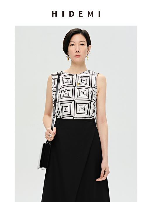 HIDEMI 经典几何印花圆领背心 商品图1