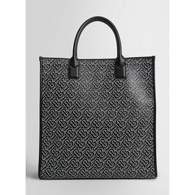 BURBERRY 博柏利 TB专属标识印花皮革托特包 男士单肩包 黑色 8049435 A6590