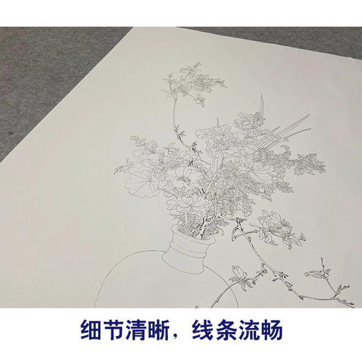 【大彩图】郎世宁工笔画白描底稿《午瑞图》花瓶临摹勾线高清打印稿LS08 商品图4