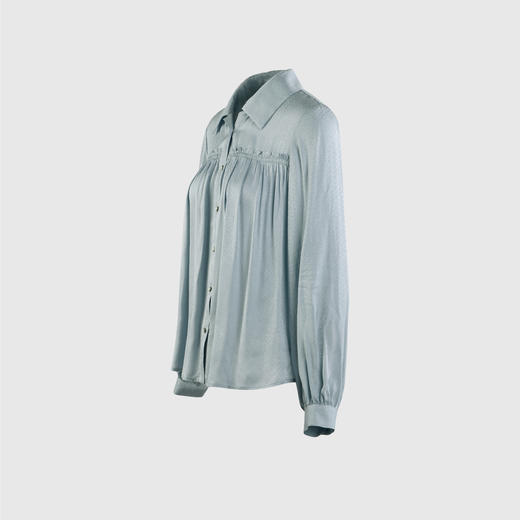 长袖木耳边印花减龄衬衣 商品图1