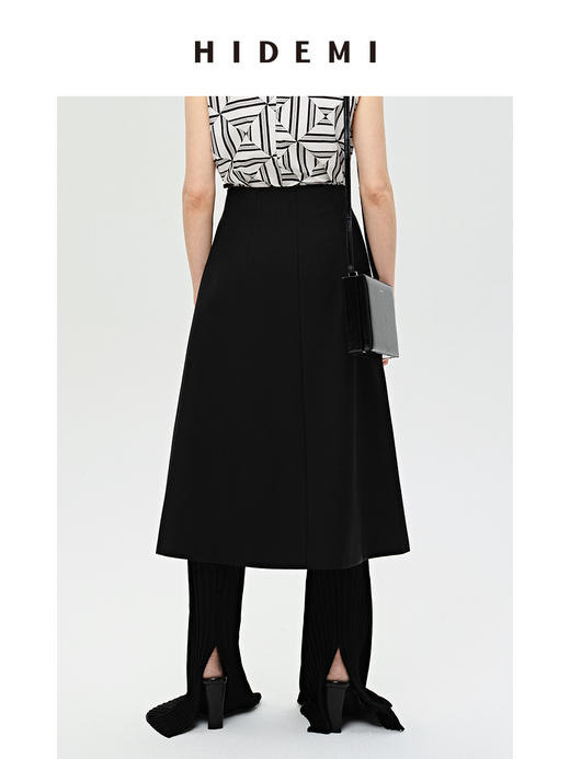 HIDEMI 显瘦不对称简约设计感开衩半身裙 商品图5