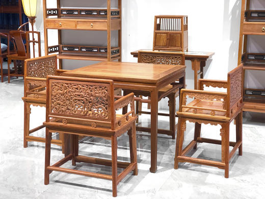 红桥红  家具严选  缅甸花梨（大果紫檀）【玫瑰椅休闲桌组合】 商品图1