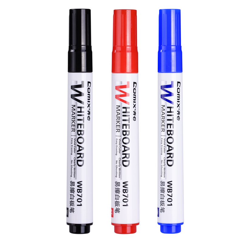 齐心 WB701 易擦白板笔 黑 蓝 红 2.0mm 12支/盒
