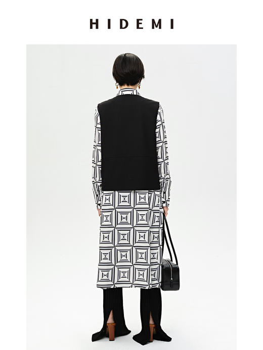 HIDEMI 经典几何印花廓形长款衬衫连衣裙 商品图4