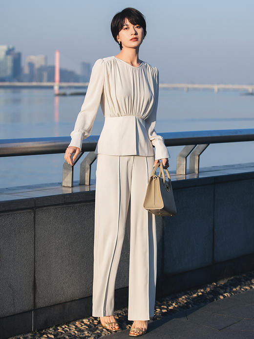 高级感职业套装女2022春季新款气质时尚轻熟风阔腿裤两件套 商品图3