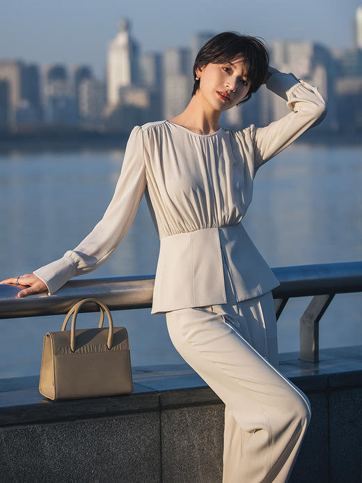 高级感职业套装女2022春季新款气质时尚轻熟风阔腿裤两件套 商品图1