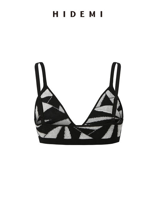 HIDEMI 黑白简约几何设计感针织抹胸 商品图3