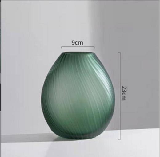 创意轻奢绿色蒙砂玻璃花瓶-23/30螺纹扭缸绿 商品图5