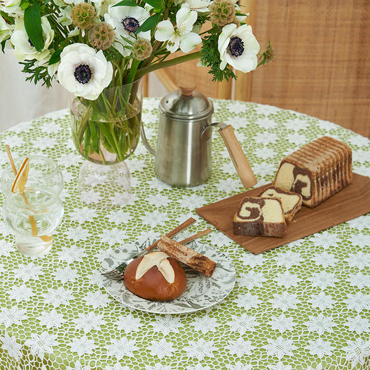 蕾丝雏菊棉质蕾丝双层圆桌布 商品图2