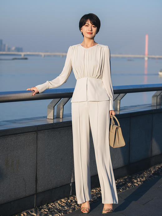 高级感职业套装女2022春季新款气质时尚轻熟风阔腿裤两件套 商品图0