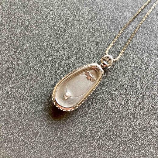 高冰种阳绿翡翠福豆18k白金钻石镶嵌 商品图7