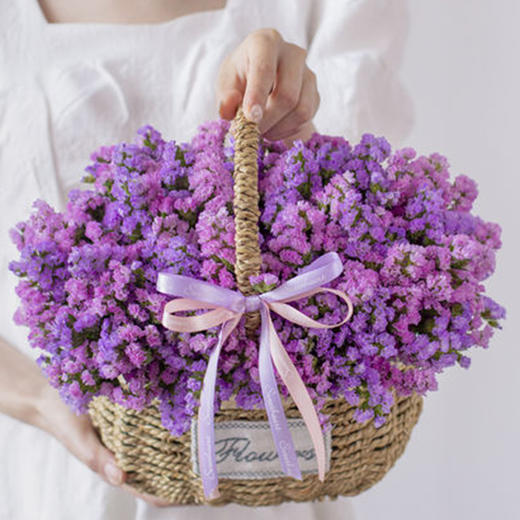 地久天长勿忘我手提花篮鲜花可做干花送妈妈老师闺蜜同事生日节日祝福