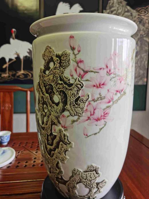 欧阳国：新彩雕刻相知相伴书画瓶 商品图0