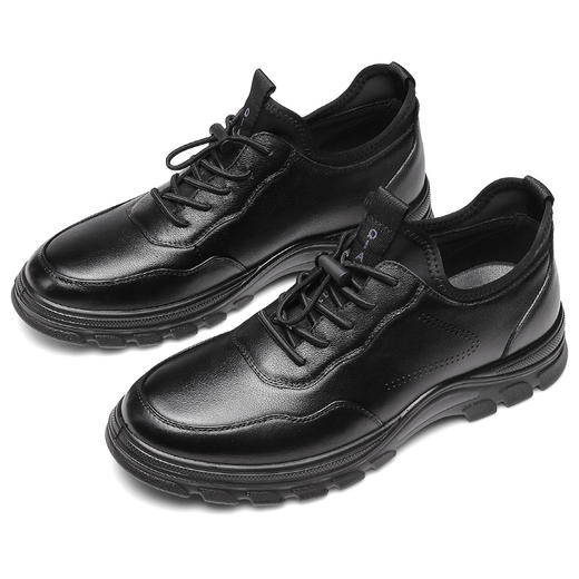 强人休闲鞋男时尚百搭头层牛皮透气单皮鞋轻便舒适系带款男鞋 商品图7