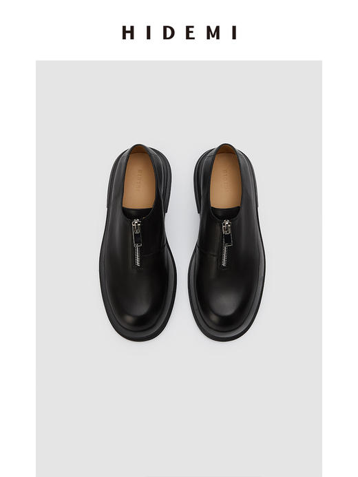 HIDEMI 简约拉链设计感厚底皮鞋 商品图2
