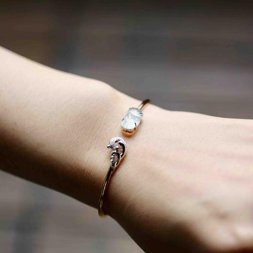 高冰种翡翠金鱼金玉满堂手镯18k白金黄金钻石镶嵌 商品图11