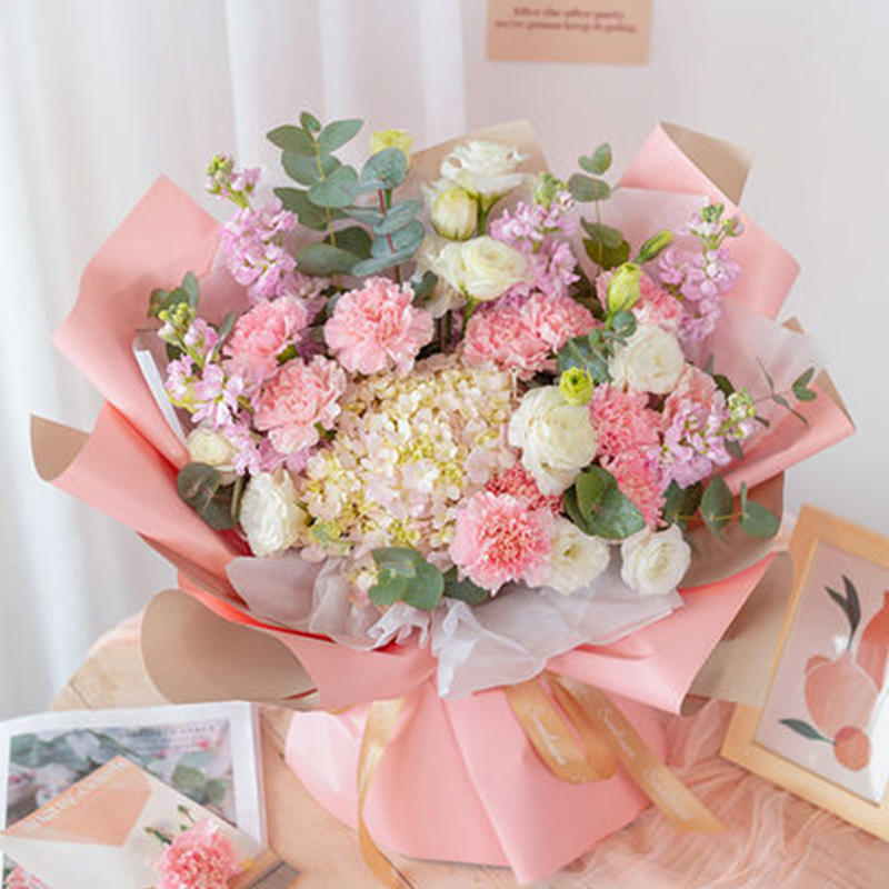 33朵康乃馨混搭韩式花束送妈妈老师领导长辈节日感恩母亲节圣诞节