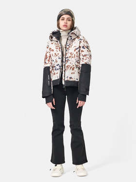 Holden - Cropped Down Alpine Jacket - Leopard Camo/Black - 女装 - 滑雪夹克 - 豹纹/黑色